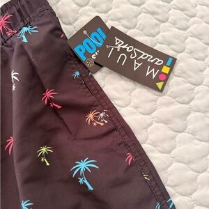 Maui and Sons Black Shorts with Tropical Print